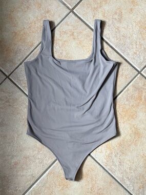 Abercrombie & Fitch Taupe Square Neck Bodysuit | Soft A&F | Size L